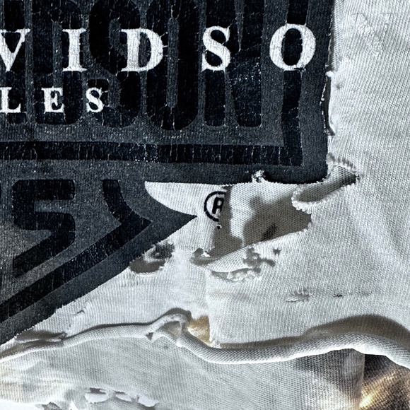 Vintage Harley Davidson Laughlin Tie Dye Black White Crop Top T Shirt Tee - Picture 3 of 10